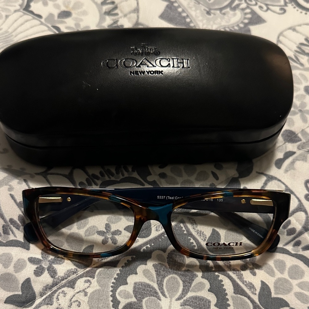 Coach Tortoise and Teal Rectangular Glasses - image 1